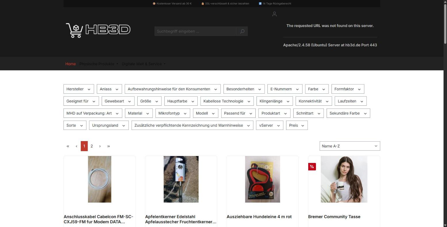 Screenshot von hb3d.de