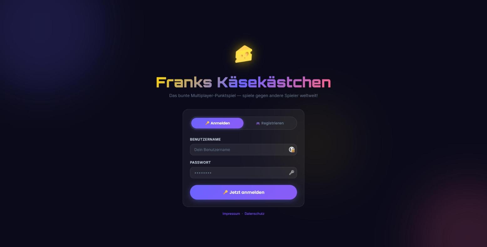 Screenshot von Franks Käsekästchen