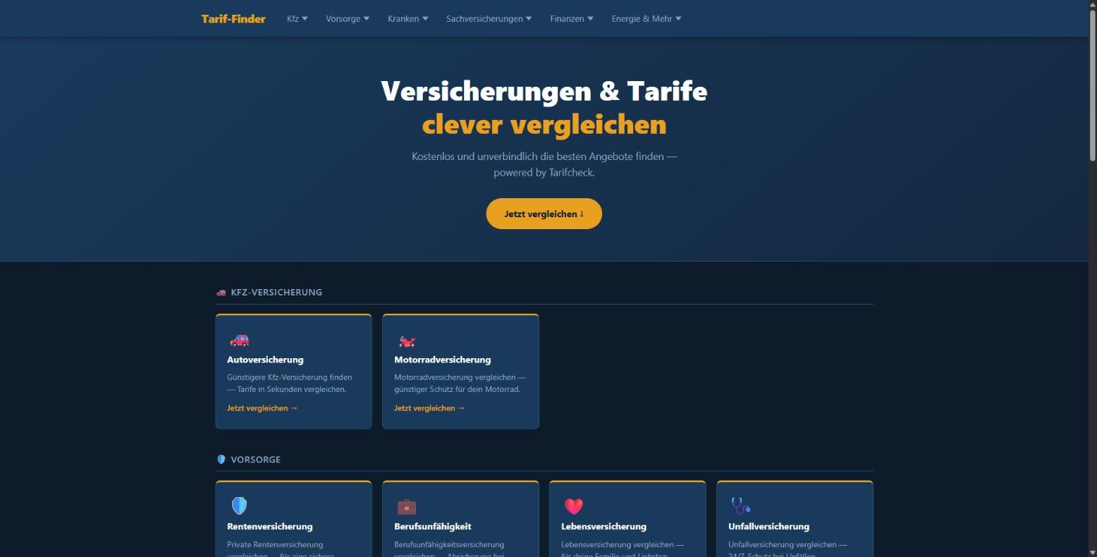 Screenshot von Tarif-Finder